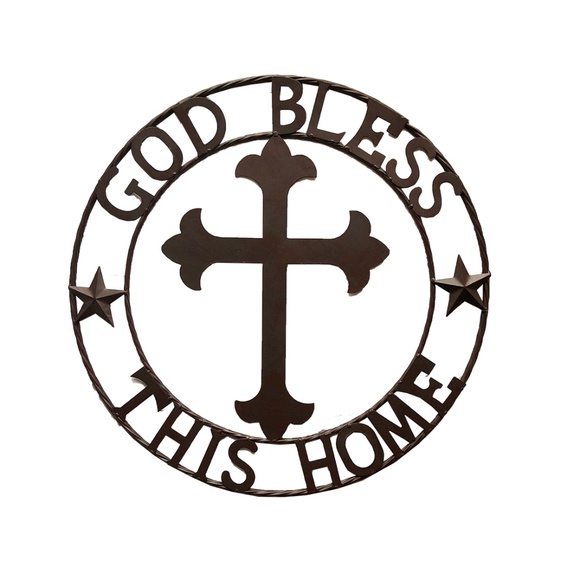 Fleur De Lis Cross God Bless This Home Wall Circle - Picture 1 of 1